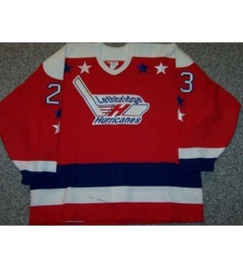 Custom WHL Lethbridge Hurricanes 93 94 Nobr Road Hockey Jersey Red